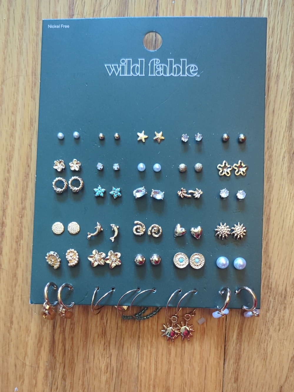 wild fable Gold and Pearl Accent 30-Pair Earring Set